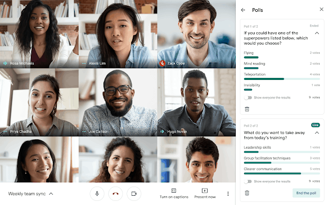 Enquetes en stemmen in google meet